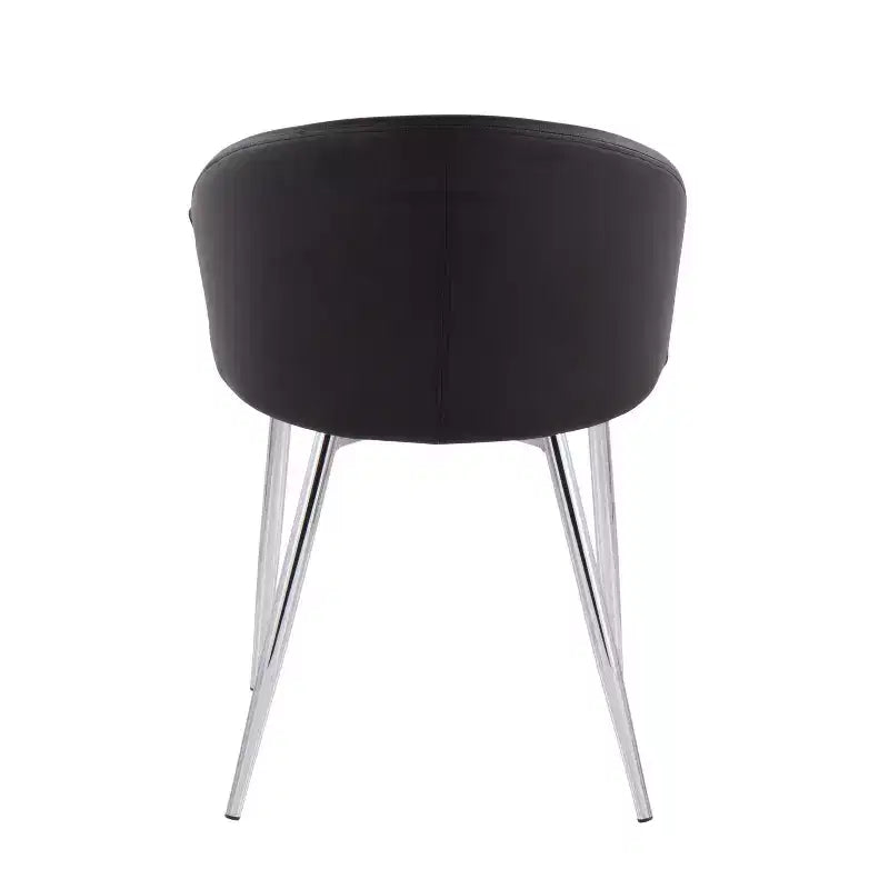 Set di 2 sedie da pranzo imbottite schienale basso cromo/nero - similpelle, telaio in acciaio