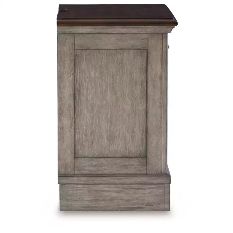 Comodino stile cottage nero/grigio con porte USB e prese CA