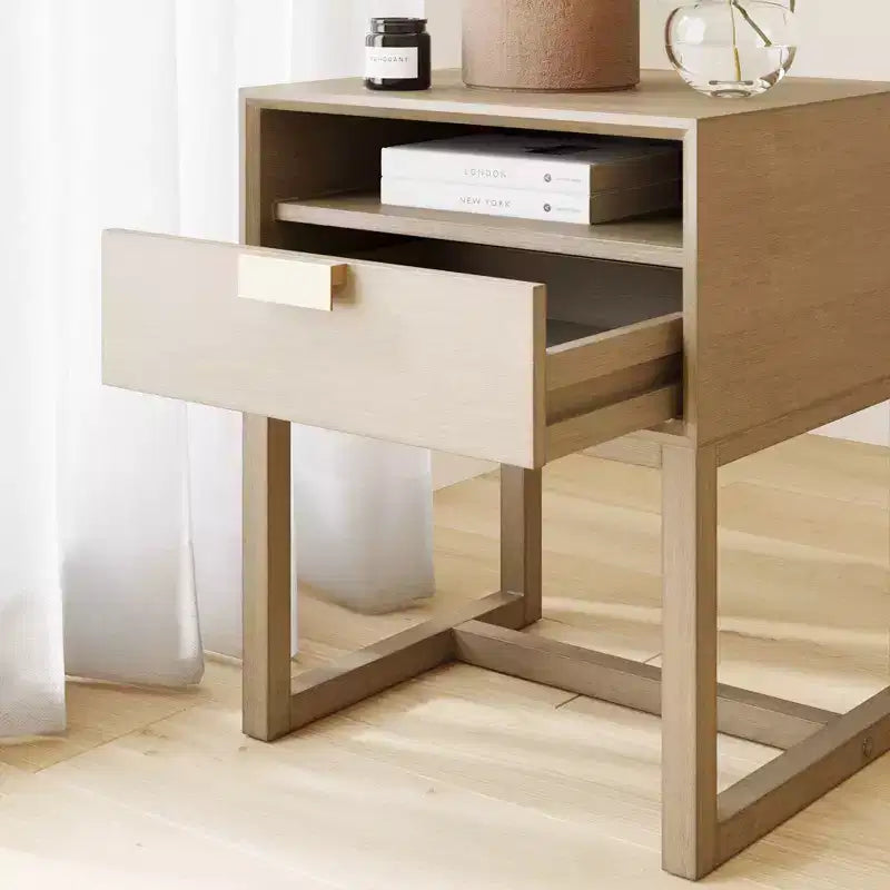Comodino rustico da 22" in legno stile fattoria con vano a giorno e cassetto