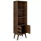 Libreria Mid-Century da 70" con Ante, Marrone Invecchiato Naturale Rustico - 2 Ante, 4 Ripiani