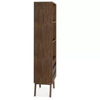 Libreria Mid-Century da 70" con Ante, Marrone Invecchiato Naturale Rustico - 2 Ante, 4 Ripiani