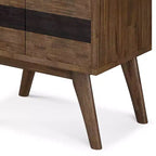 Libreria Mid-Century da 70" con Ante, Marrone Invecchiato Naturale Rustico - 2 Ante, 4 Ripiani