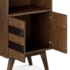 Libreria Mid-Century da 70" con Ante, Marrone Invecchiato Naturale Rustico - 2 Ante, 4 Ripiani