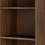 Libreria Mid-Century da 70" con Ante, Marrone Invecchiato Naturale Rustico - 2 Ante, 4 Ripiani