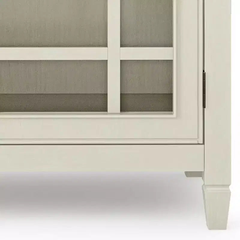 Mobile basso Hampshire bianco antico - Stile tradizionale, Ripiani regolabili, Ante in vetro