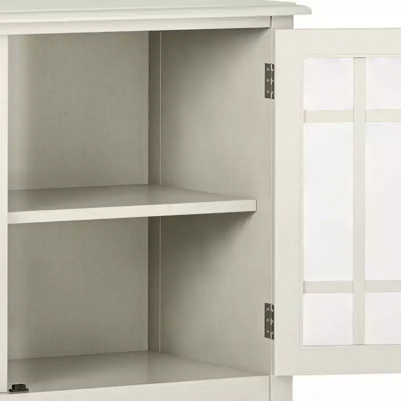 Mobile basso Hampshire bianco antico - Stile tradizionale, Ripiani regolabili, Ante in vetro