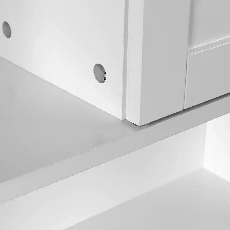 Armadietto Salvaspazio da Bagno Sopra il WC Bianco Stile Rustico con Anta Scorrevole e 5 Ripiani