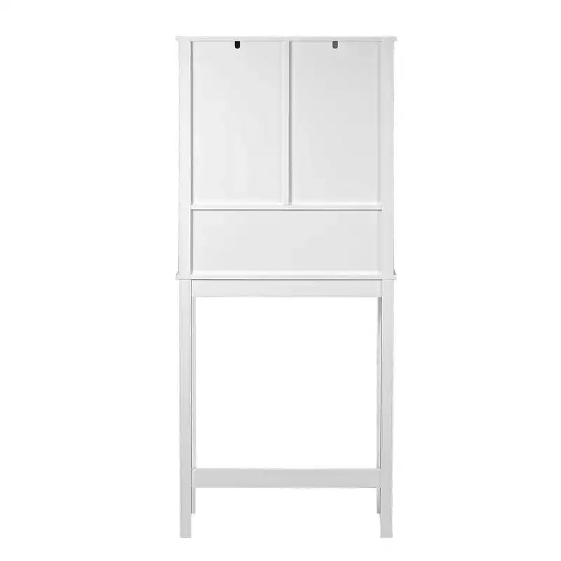 Armadietto Salvaspazio da Bagno Sopra il WC Bianco Stile Rustico con Anta Scorrevole e 5 Ripiani
