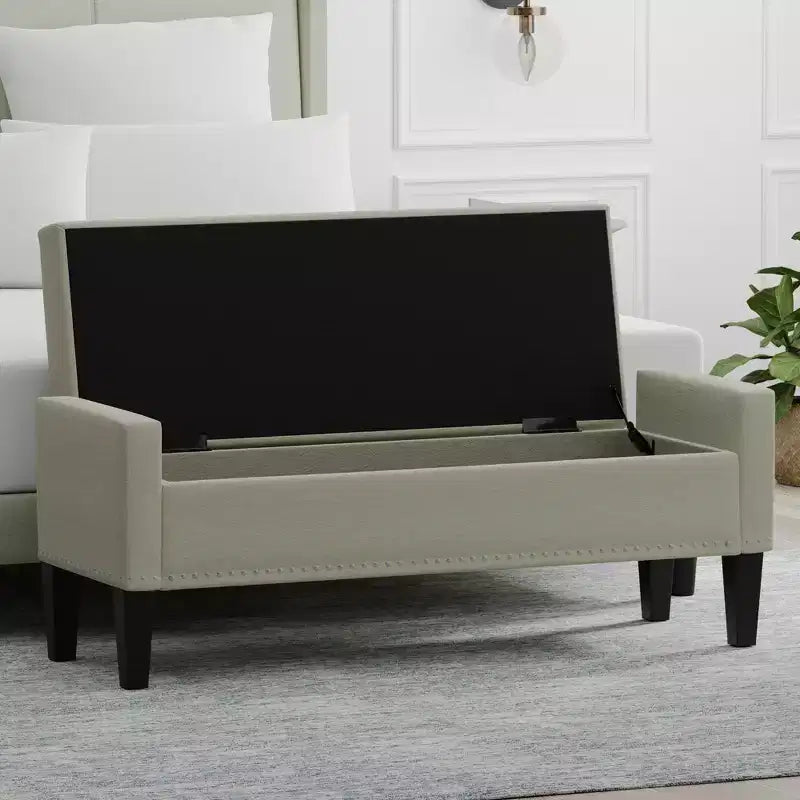 Panca contenitore rivestita da 52" con braccioli tronchi