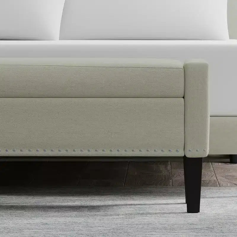 Panca contenitore rivestita da 52" con braccioli tronchi