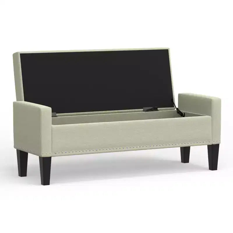 Panca contenitore rivestita da 52" con braccioli tronchi