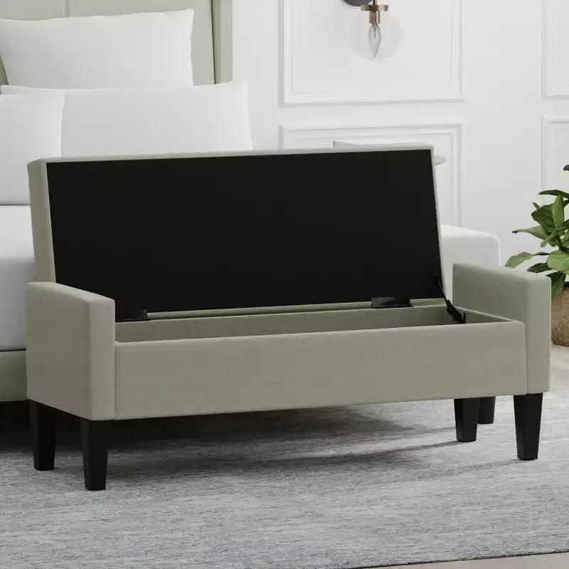 Panca contenitore rivestita da 52" con braccioli tronchi
