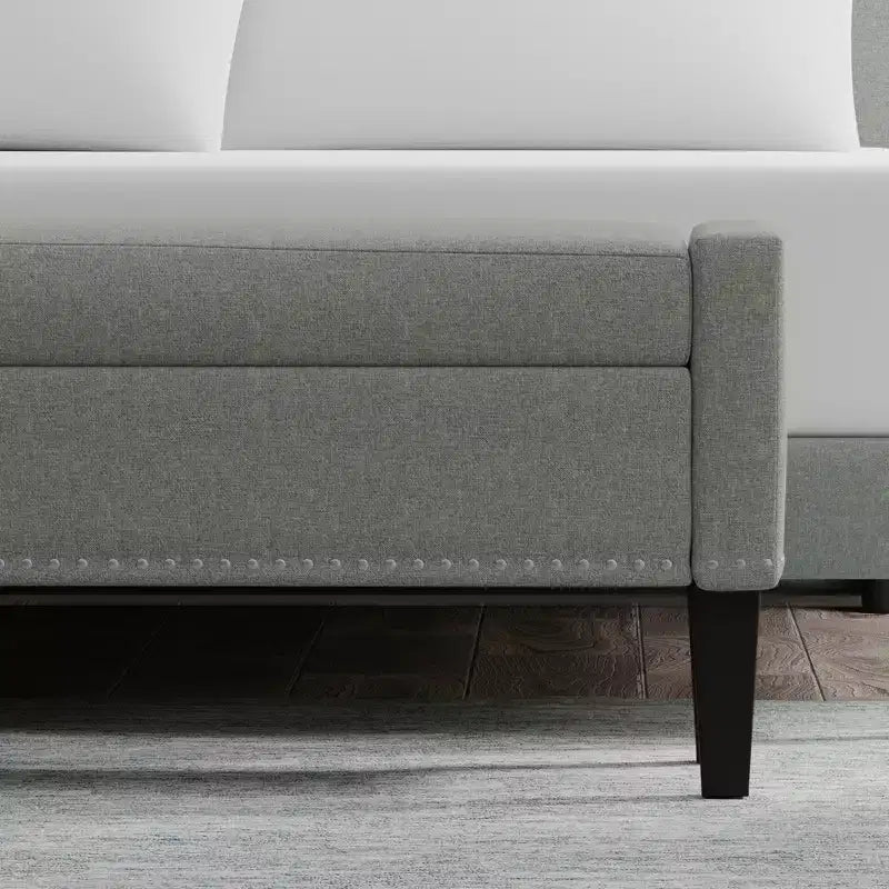 Panca contenitore rivestita da 52" con braccioli tronchi