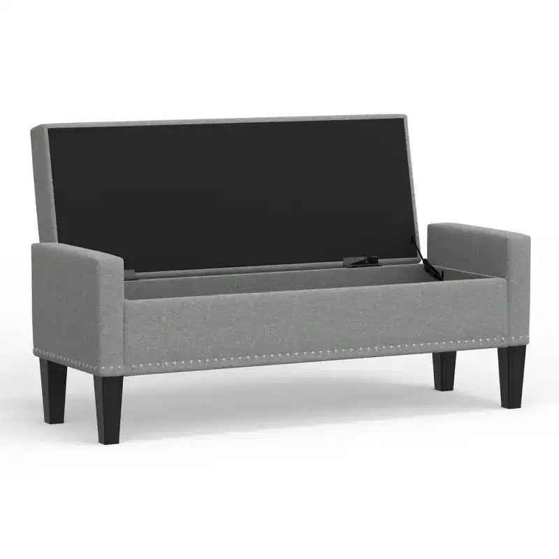 Panca contenitore rivestita da 52" con braccioli tronchi