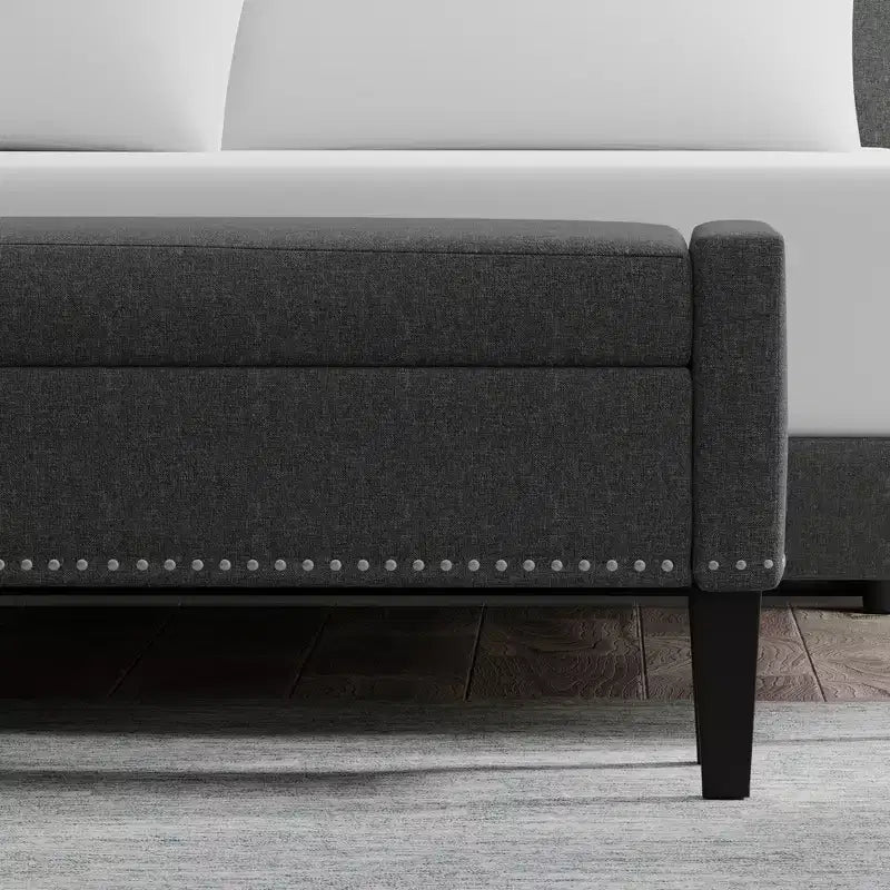 Panca contenitore rivestita da 52" con braccioli tronchi