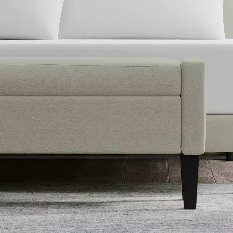 Panca contenitore rivestita da 52" con braccioli tronchi