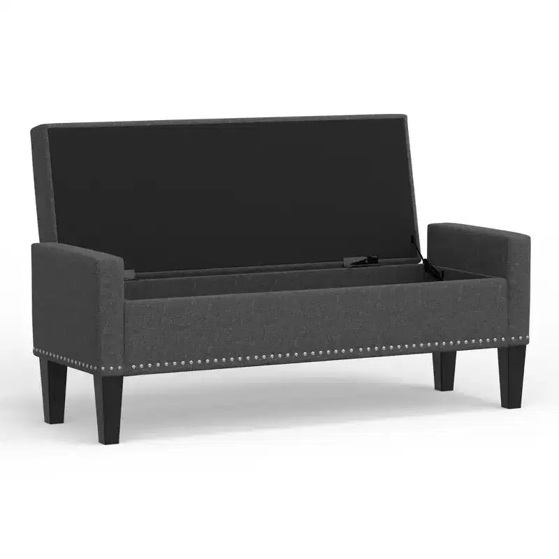 Panca contenitore rivestita da 52" con braccioli tronchi