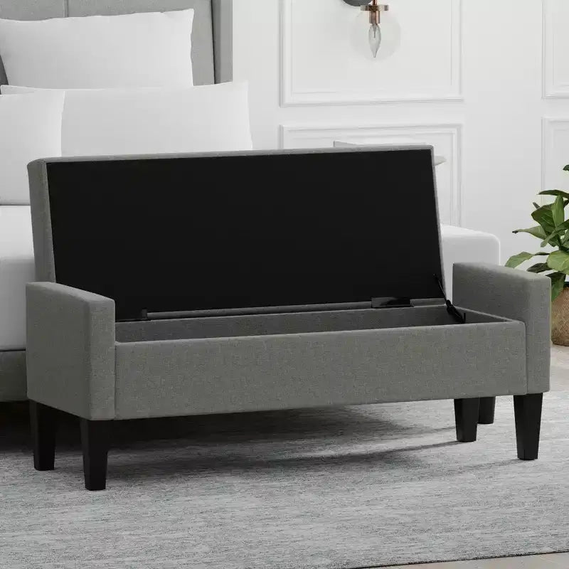 Panca contenitore rivestita da 52" con braccioli tronchi
