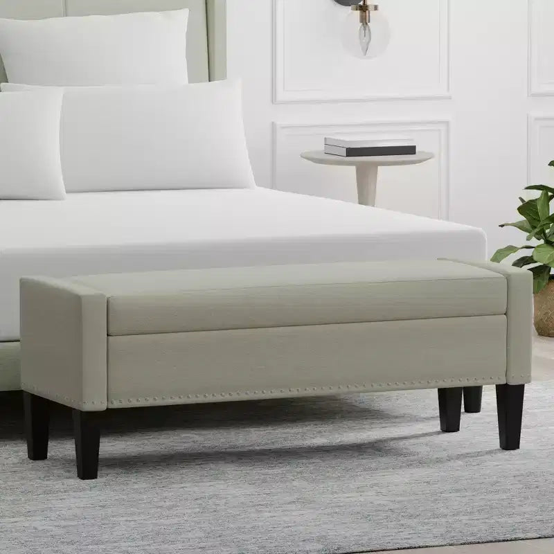 Panca contenitore rivestita da 52" con braccioli tronchi