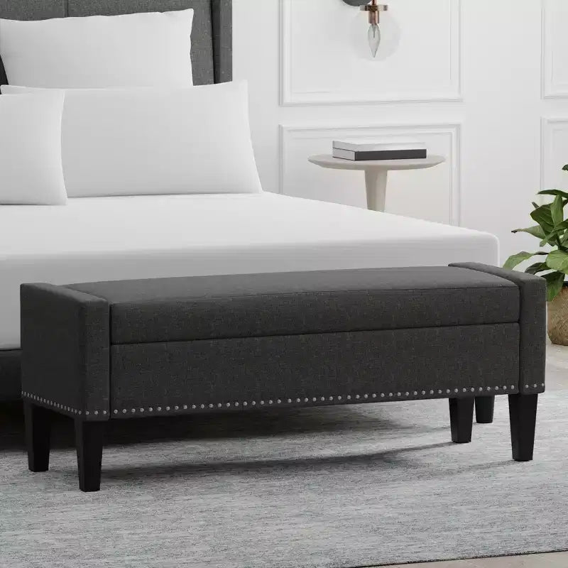 Panca contenitore rivestita da 52" con braccioli tronchi