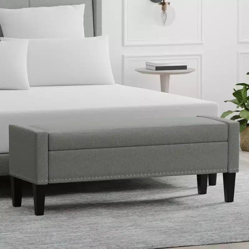 Panca contenitore rivestita da 52" con braccioli tronchi