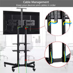 Carrello TV mobile regolabile in metallo, nero, adatto per TV da 30"-61"