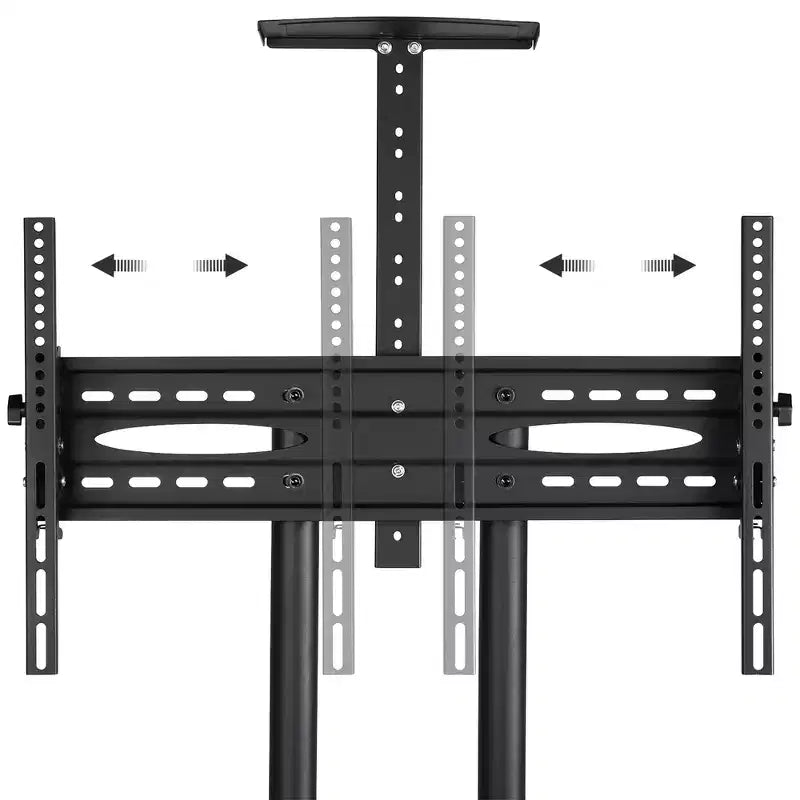 Carrello TV mobile regolabile in metallo, nero, adatto per TV da 30"-61"