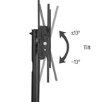 Carrello TV mobile regolabile in metallo, nero, adatto per TV da 30"-61"