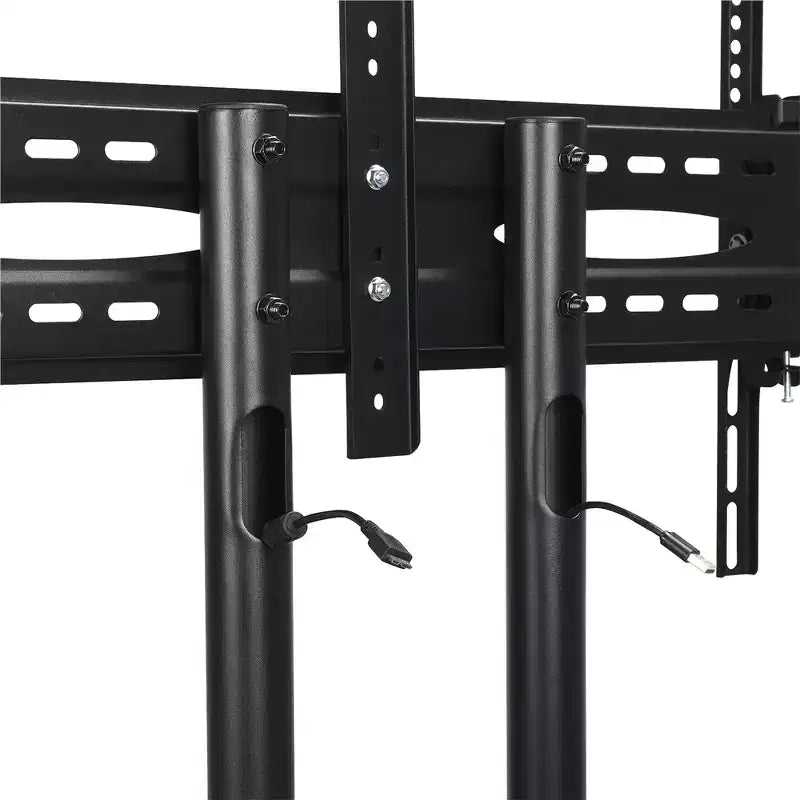 Carrello TV mobile regolabile in metallo, nero, adatto per TV da 30"-61"