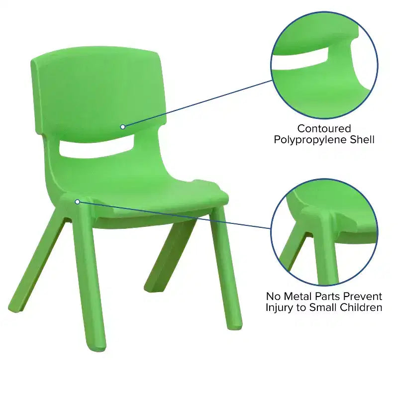 Sedia impilabile in plastica per bambini, set da 10, altezza seduta 26,5 cm
