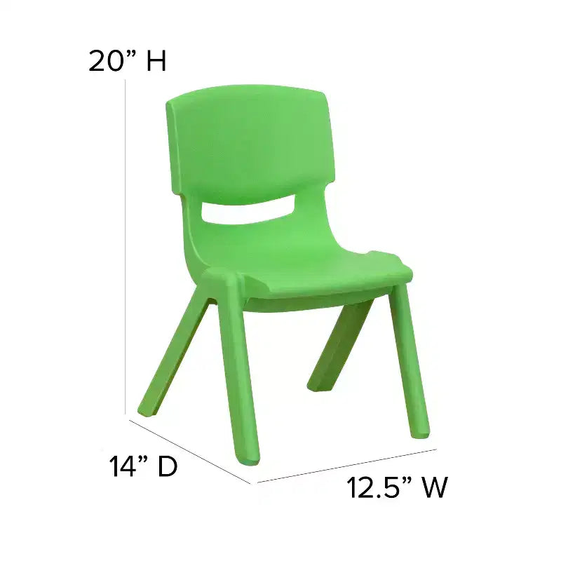 Sedia impilabile in plastica per bambini, set da 10, altezza seduta 26,5 cm