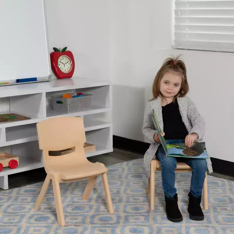Sedia impilabile in plastica per bambini, set da 10, altezza seduta 26,5 cm