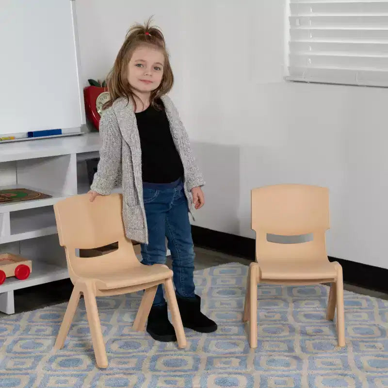 Sedia impilabile in plastica per bambini, set da 10, altezza seduta 26,5 cm