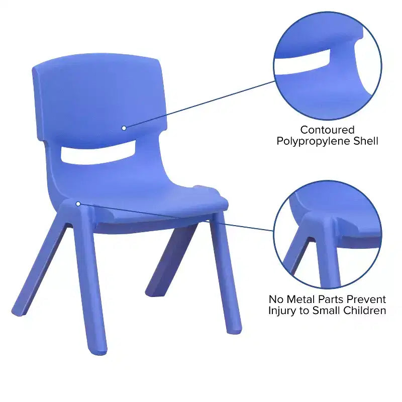 Sedia impilabile in plastica per bambini, set da 10, altezza seduta 26,5 cm