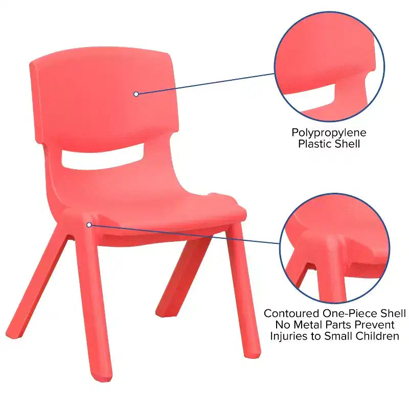 Sedia impilabile in plastica per bambini, set da 10, altezza seduta 26,5 cm