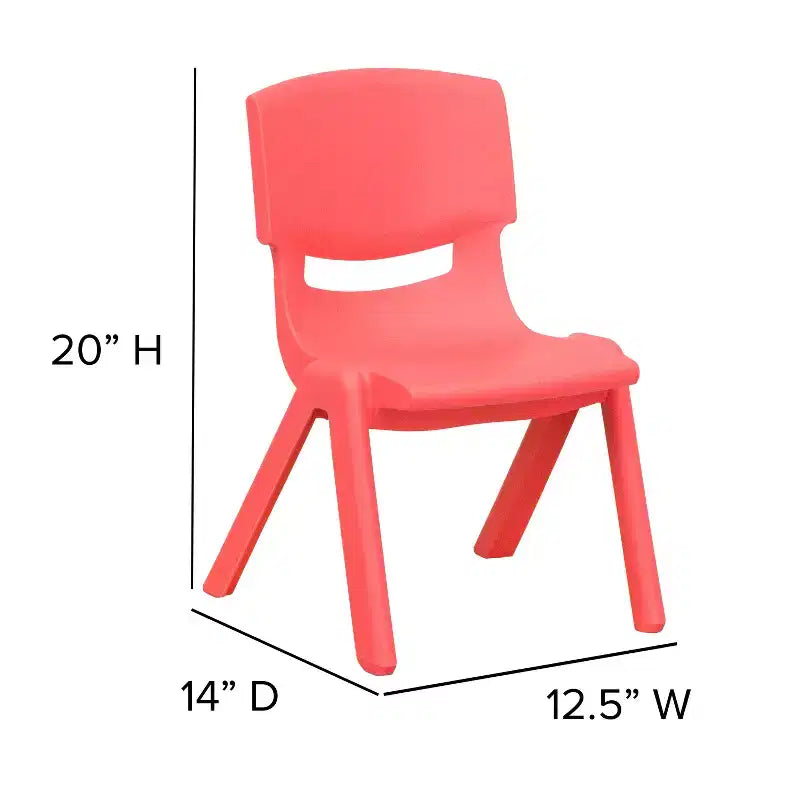 Sedia impilabile in plastica per bambini, set da 10, altezza seduta 26,5 cm