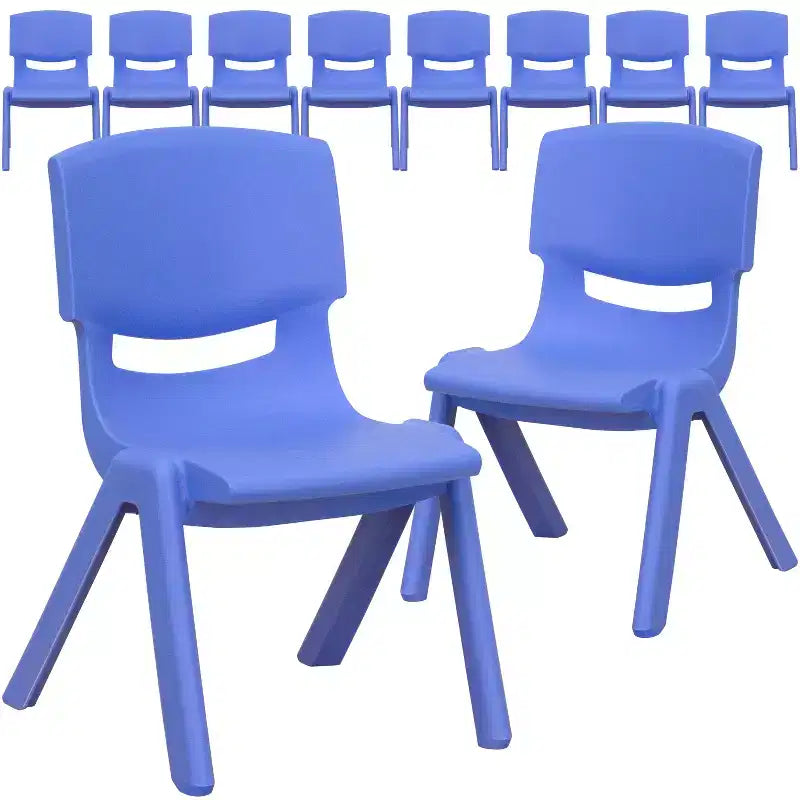 Sedia impilabile in plastica per bambini, set da 10, altezza seduta 26,5 cm