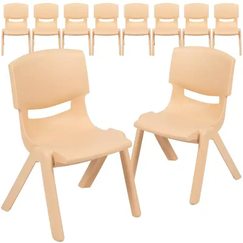 Sedia impilabile in plastica per bambini, set da 10, altezza seduta 26,5 cm