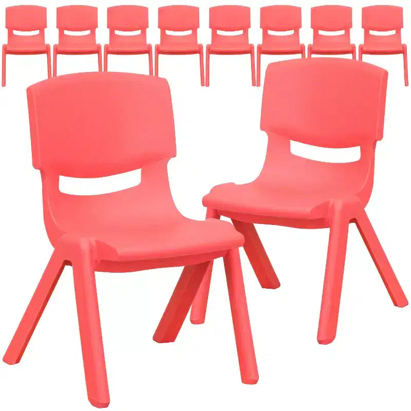 Sedia impilabile in plastica per bambini, set da 10, altezza seduta 26,5 cm