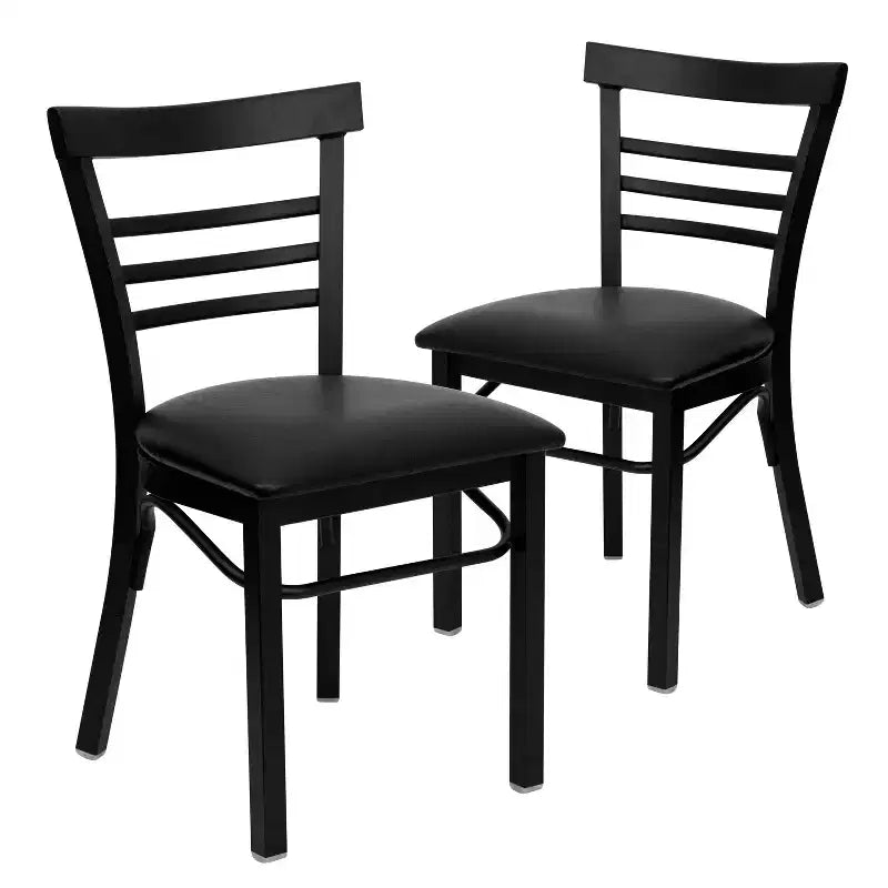 Confezione da 2 sedie da pranzo in metallo con schienale a scala a tre pioli