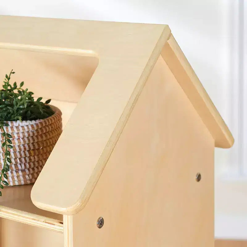 Libreria Casa delle Bambole - Mobili da Gioco per Bambini in Legno con Cestini