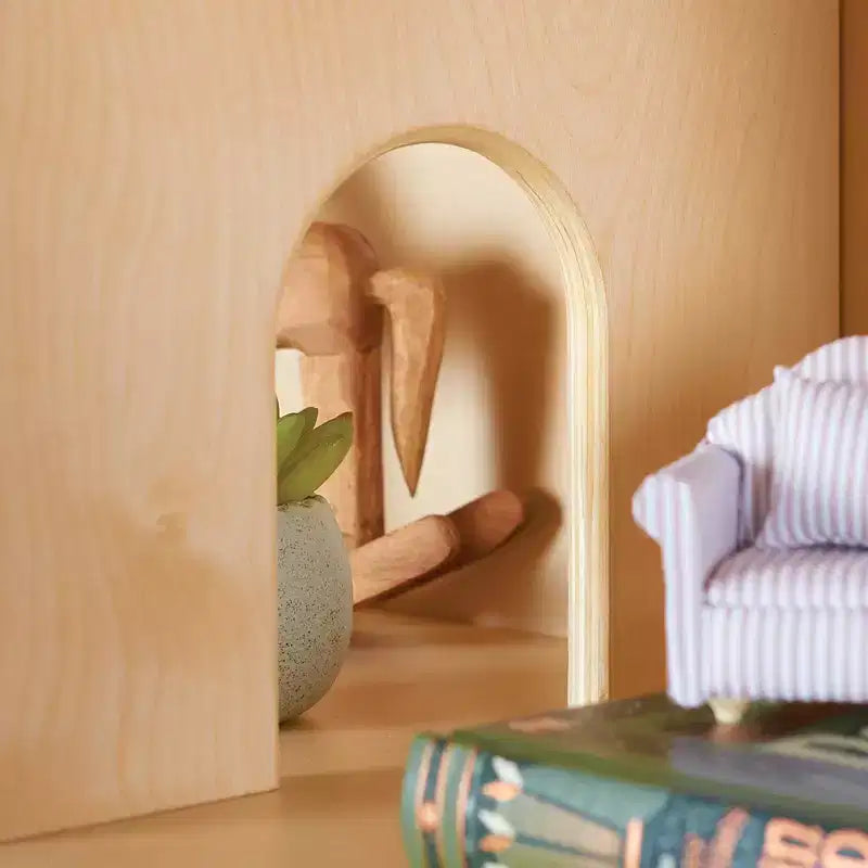 Libreria Casa delle Bambole - Mobili da Gioco per Bambini in Legno con Cestini