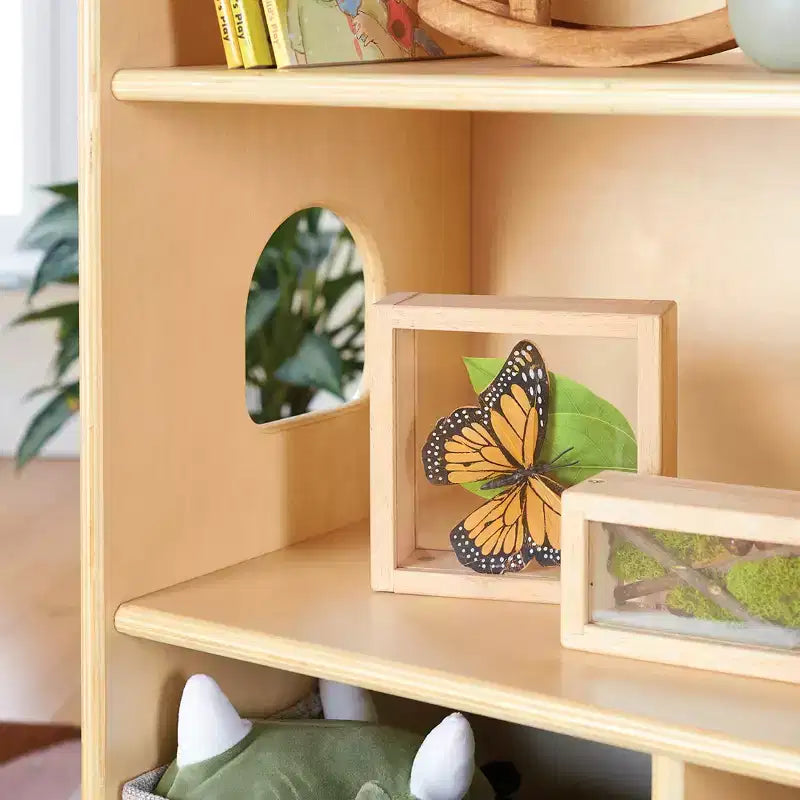 Libreria Casa delle Bambole - Mobili da Gioco per Bambini in Legno con Cestini