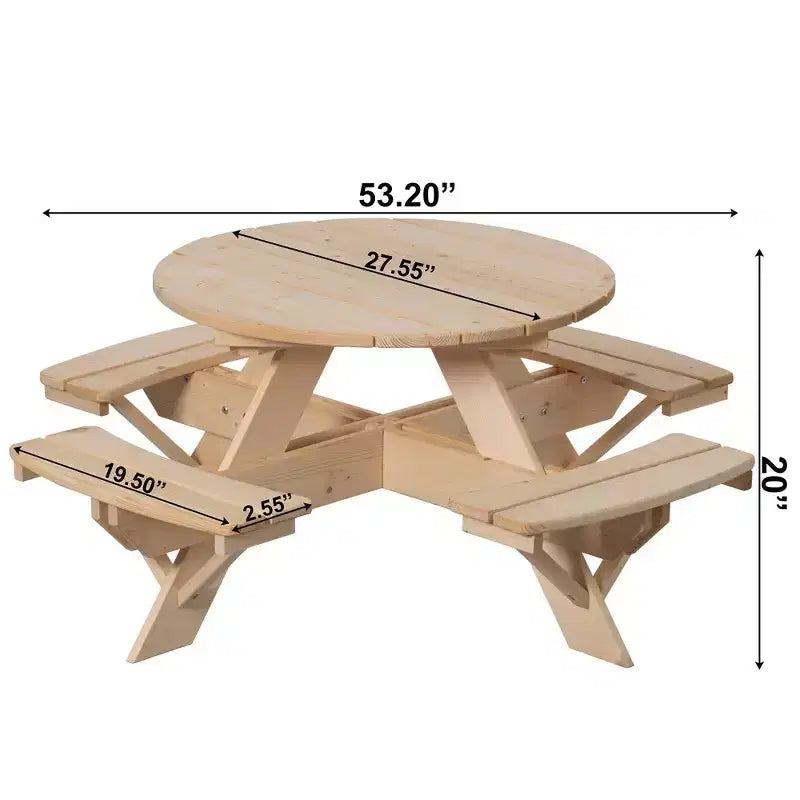 Tavolo da picnic rotondo in legno per bambini con panca - Tavolo da esterno per bambini per giardino