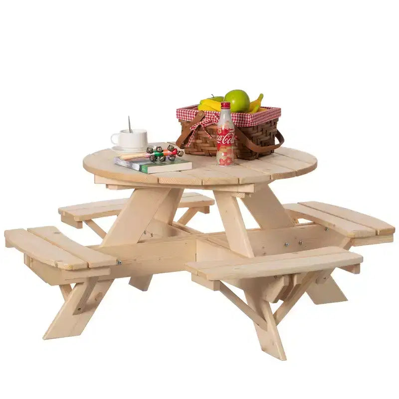 Tavolo da picnic rotondo in legno per bambini con panca - Tavolo da esterno per bambini per giardino