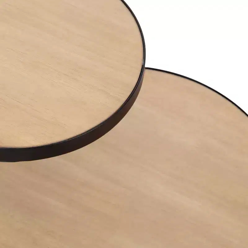 Tavolino Rotondo in Metallo, 12x15x24, Naturale e Nero