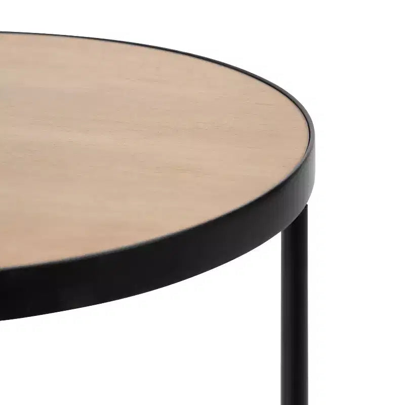 Tavolino Rotondo in Metallo, 12x15x24, Naturale e Nero