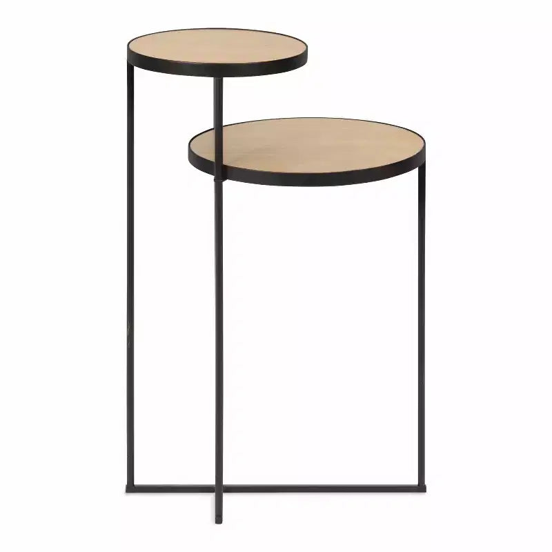Tavolino Rotondo in Metallo, 12x15x24, Naturale e Nero