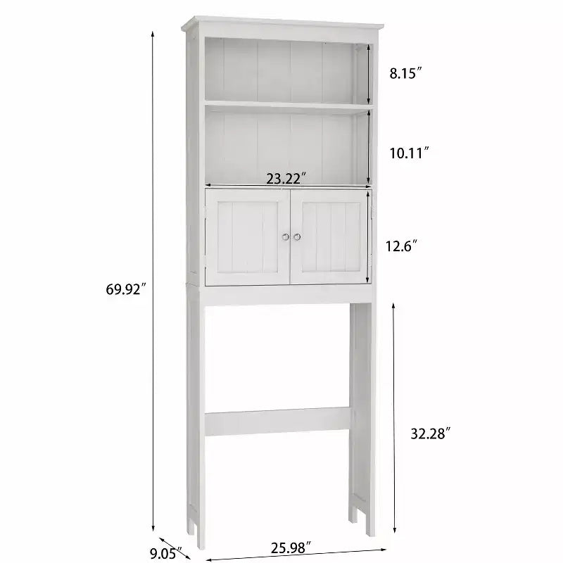 Mobiletto autoportante da bagno con ripiani sopra il WC, bianco